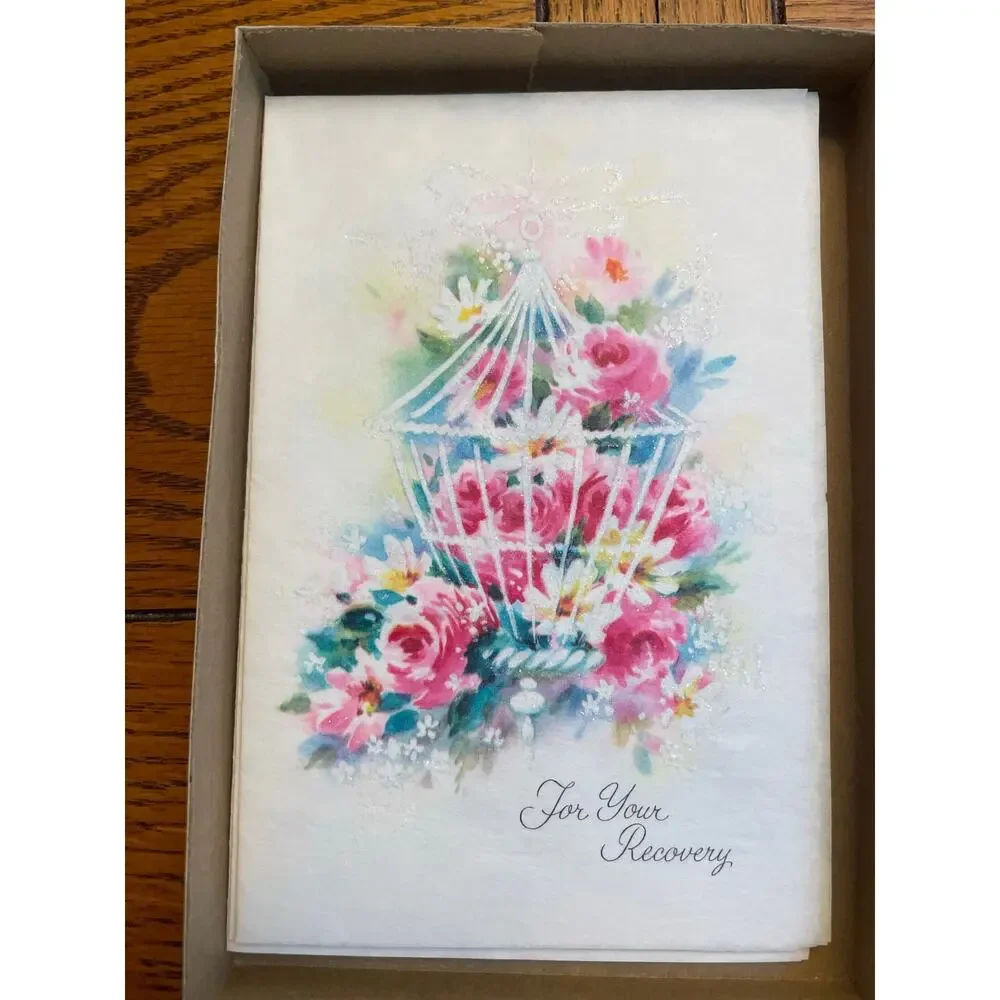 11 Vintage 1950s Greeting Cards Envelopes Original Box Glitter Unused MCM